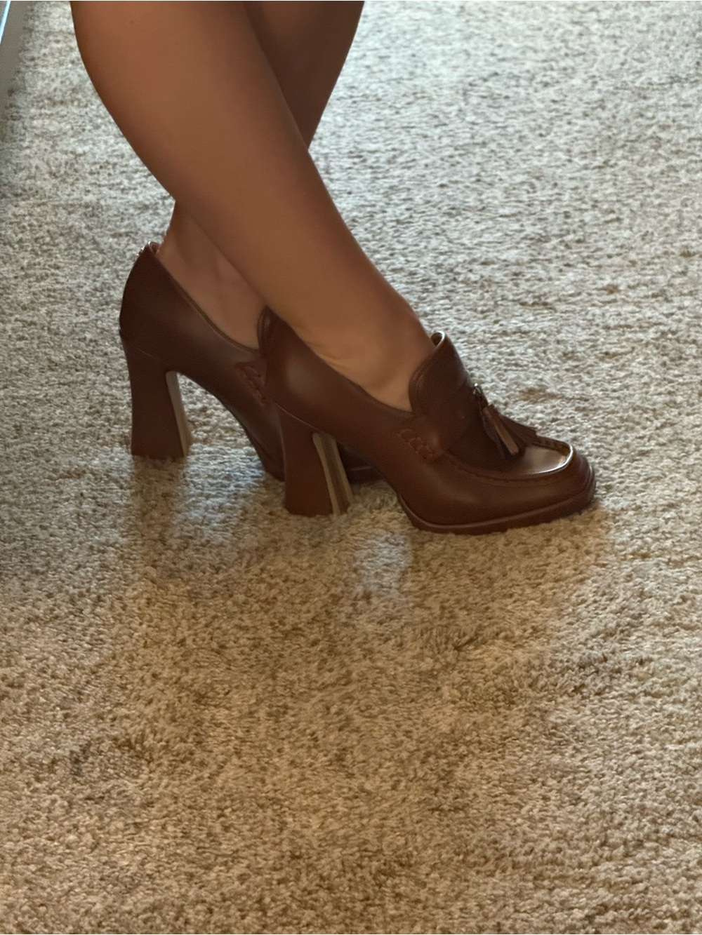 Sam Edelman Brown Tassel Block Heel Loafers - Picture 6 of 6